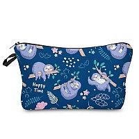 LOOMILOO Cosmetic Bag for Women, Adorable Roomy Makeup Bags Travel Water Resistant Toiletry Bag Accessories Organizer Cute Gifts (blue sloth 52032)