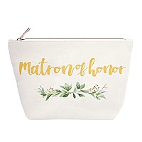 Elegantpark Matron Of Honor Bridesmaid Cosmetic Bag Travel Makeup Bag For Women Bridal Shower Gifts Wedding Party Pouch Zipper C