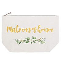 Elegantpark Matron Of Honor Bridesmaid Cosmetic Bag Travel Makeup Bag For Women Bridal Shower Gifts Wedding Party Pouch Zipper C