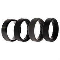 ROQ Silicone Wedding Ring Set, Black & Grey, Size 12