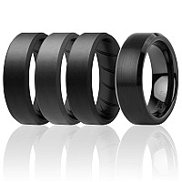 ROQ Silicone Wedding Ring Set, Black & Grey, Size 12