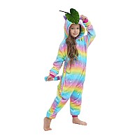 Newplush Kids Animal Onesies Bright Yellow Galaxy Unicorn Cosplay Costumes Onesie Halloween Sleepwear For Girls Boys810 Years