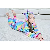 Newplush Kids Animal Onesies Bright Yellow Galaxy Unicorn Cosplay Costumes Onesie Halloween Sleepwear For Girls Boys810 Years