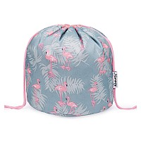 Barrel Drawstring Makeup Bag Travel Cosmetic Bag Large Toiletry Organizer Waterproof for Women (Large, Flamingo)