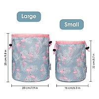 Barrel Drawstring Makeup Bag Travel Cosmetic Bag Large Toiletry Organizer Waterproof for Women (Large, Flamingo)