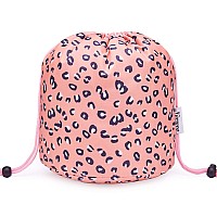 Barrel Drawstring Makeup Bag Travel Cosmetic Bag Large Toiletry Organizer Waterproof For Women Large Leopard