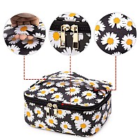 Wandf 3 Pieces Makeup Bag Toiletry Bag Portable Cosmetic Pouch Travel Organizer Waterresistant For Women Black Flower