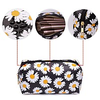 Wandf 3 Pieces Makeup Bag Toiletry Bag Portable Cosmetic Pouch Travel Organizer Waterresistant For Women Black Flower