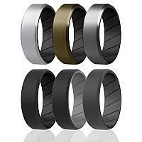 ROQ Men's Silicone Wedding Ring, Comfort Fit, Size 15, 6 Pack