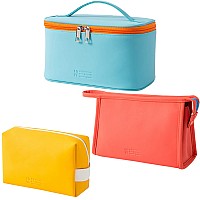 Mirason Cosmetic Bag Set Of 3 Makeup Bag For Purse Pouch Travel Beauty Zipper Organizer Bag Gifts For Women Pu Leather Washable