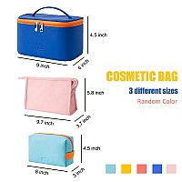 Mirason Cosmetic Bag Set Of 3 Makeup Bag For Purse Pouch Travel Beauty Zipper Organizer Bag Gifts For Women Pu Leather Washable