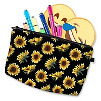 Deanfun Cosmetic Bag For Women Sunflower Flowers Waterproof Makeup Bags Roomy Toiletry Pouch Travel Accessories Gifts 52355