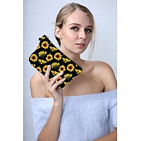 Deanfun Cosmetic Bag For Women Sunflower Flowers Waterproof Makeup Bags Roomy Toiletry Pouch Travel Accessories Gifts 52355