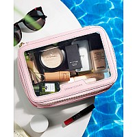 Rownyeon Clear Makeup Case Toiletry Bag Multipurpose Travel Makeup Train Case Portable Cosmetic Organizer Transparent Storage Ba