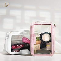 Rownyeon Clear Makeup Case Toiletry Bag Multipurpose Travel Makeup Train Case Portable Cosmetic Organizer Transparent Storage Ba