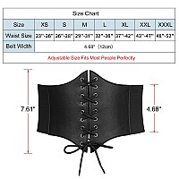 Leacoolkey Women Waspie Corset Belt For Dress Retro Wide Elastic Tie Waspie Belt Halloween Ladies Black Tied Waspie Belt