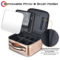 Byootique Large Makeup Bag Travel Portable Cosmetic Storage Case With Mirror Adjustable Dividers Organizer For Cosmetics Makeu