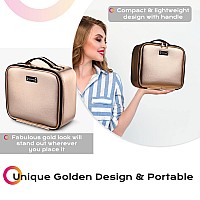 Byootique Large Makeup Bag Travel Portable Cosmetic Storage Case With Mirror Adjustable Dividers Organizer For Cosmetics Makeu