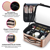 Byootique Large Makeup Bag Travel Portable Cosmetic Storage Case With Mirror Adjustable Dividers Organizer For Cosmetics Makeu