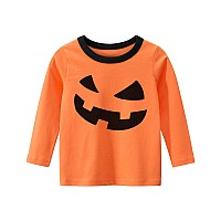 Boys Halloween Shirt Long Sleeve Pumpkin Shirts Kids Cool Halloween Tees For Girls Size 10810