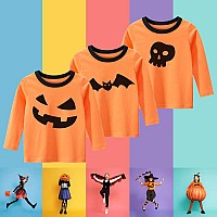 Boys Halloween Shirt Long Sleeve Pumpkin Shirts Kids Cool Halloween Tees For Girls Size 10810