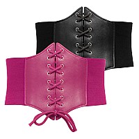 Grace Karin Womens Elastic Costume Waist Belt Laceup Tied Waspie Corset Belts For Women Halloween2Xl Black Hot Pink