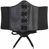 Hoerev Corsets Belt Tops Leather Vest Pirate Halloween Costume Lace Up Waist Belt Bustiers Corsets For Women