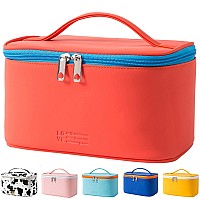 Makeup Bag Portable Travel Cosmetic Bag For Women Beauty Zipper Makeup Organizer Pu Leather Washable Waterproof Red