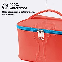 Makeup Bag Portable Travel Cosmetic Bag For Women Beauty Zipper Makeup Organizer Pu Leather Washable Waterproof Red