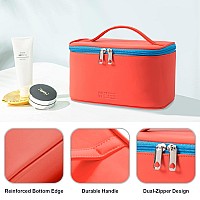 Makeup Bag Portable Travel Cosmetic Bag For Women Beauty Zipper Makeup Organizer Pu Leather Washable Waterproof Red