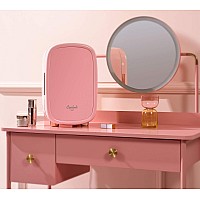 Cooluli Beauty 12L Makeup Fridge Pink Mini Fridge For Skin Care Accessories Cosmetics And Facial Masks Storage Interior Led