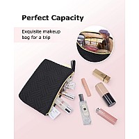 BAGSMART Small Cosmetic Bag, Elegant Roomy Makeup Bags,Great Gifts for Women,Travel Waterproof Toiletry Bag Accessories Organizer Gifts(Black-1pcs)