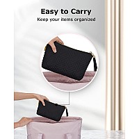 BAGSMART Small Cosmetic Bag, Elegant Roomy Makeup Bags,Great Gifts for Women,Travel Waterproof Toiletry Bag Accessories Organizer Gifts(Black-1pcs)