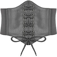 Hoerev Corsets Belt Tops Leather Vest Pirate Halloween Costume Lace Up Waist Belt Bustiers Corsets For Women