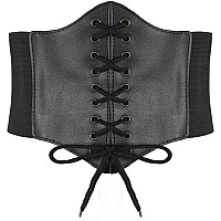 Hoerev Corsets Belt Tops Leather Vest Pirate Halloween Costume Lace Up Waist Belt Bustiers Corsets For Women