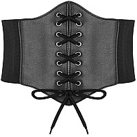 Hoerev Corsets Belt Tops Leather Vest Pirate Halloween Costume Lace Up Waist Belt Bustiers Corsets For Women