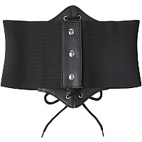 Hoerev Corsets Belt Tops Leather Vest Pirate Halloween Costume Lace Up Waist Belt Bustiers Corsets For Women