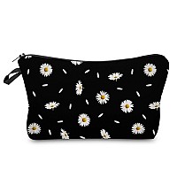 Deanfun Cosmetic Bag For Women Durable Polyester Makeup Bag Organizer Travel Waterproof Roomy Accessories Daisy Purse Bag Gifts