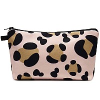 Wandf Cosmetic Bag For Women Makeup Bag Organizer Small Mini Makeup Pouch For Purse Water Resistant Girls Gift Brown Leopard