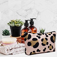 Wandf Cosmetic Bag For Women Makeup Bag Organizer Small Mini Makeup Pouch For Purse Water Resistant Girls Gift Brown Leopard