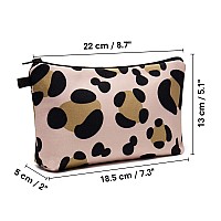 Wandf Cosmetic Bag For Women Makeup Bag Organizer Small Mini Makeup Pouch For Purse Water Resistant Girls Gift Brown Leopard