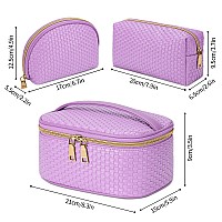 Ktmouw Makeup Bag 3 Pcs Waterproof Cosmetic Bag Set Portable Travel Cosmetic Bag Multifunction Organizer Storage Bag Weave Toile