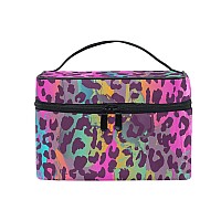 Makeup Bag Colorful Leopard Print Travel Makeup Organizer Bag Cosmetic Cases Toiletry Bags For Girl Women Ladies