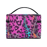 Makeup Bag Colorful Leopard Print Travel Makeup Organizer Bag Cosmetic Cases Toiletry Bags For Girl Women Ladies