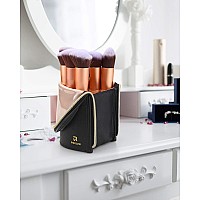 Makeup Brush Case Makeup Brush Holder Travel Professional Cosmetic Bag Artist Storage Bag Standup Foldable Makeup Cup Black Le