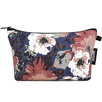 Wandf Cosmetic Bag For Women Makeup Bag Organizer Mini Makeup Pouch For Purse Water Resistant Girls Gift Blue Flower