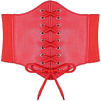 Hoerev Corsets Belt Tops Leather Vest Pirate Halloween Costume Lace Up Waist Belt Bustiers Corsets For Women