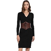 Hoerev Corsets Belt Tops Leather Vest Pirate Halloween Costume Lace Up Waist Belt Bustiers Corsets For Women