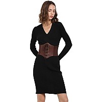 Hoerev Corsets Belt Tops Leather Vest Pirate Halloween Costume Lace Up Waist Belt Bustiers Corsets For Women