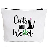 Ihopes Funny Leaf Makeup Bag Gift For Women Best Friends Sister Teen Girls I Only Need My Cat And Makeup Bagcat Lover Gift